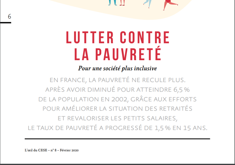 Chapô du dossier central du numéro de l’ŒIL du CESE consacré à la lutte contre la pauvreté