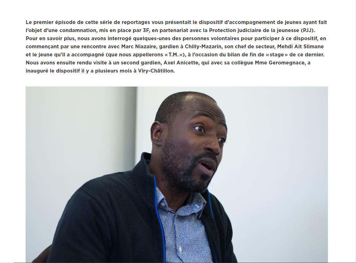 1er épisode du reportage sur la réparation pénale, publié dans la revue 3F&VOUS