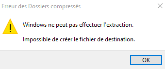  Un message clair, la source de l’erreur est mentionnée, mais aucune issue n’est proposée. 